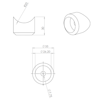 ELEGANT Round Plus, Connecteur de tube Ø26 mm sur poteau Ø40 mm