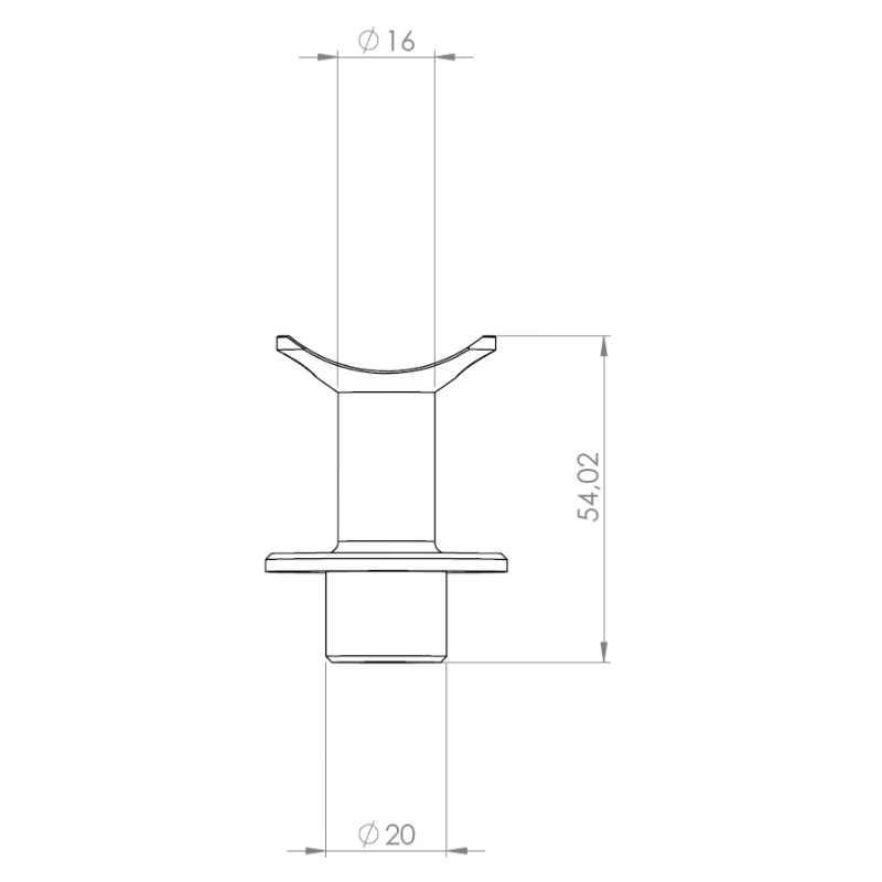 ECO Round, Support main-courante Ø 50mm sur poteau Ø40 mm