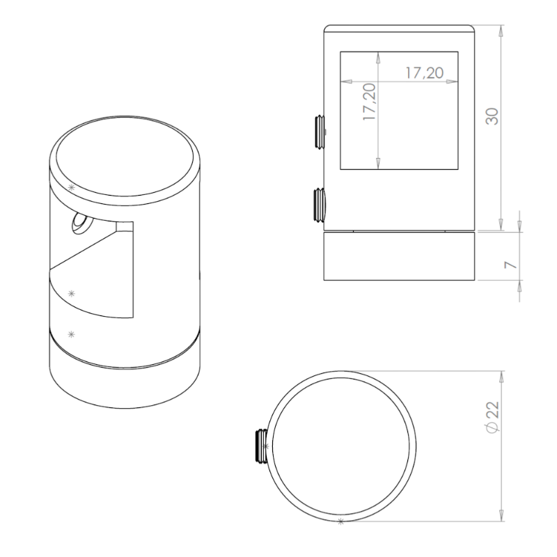 ECO Square, Support orientable de tube 17x17 mm