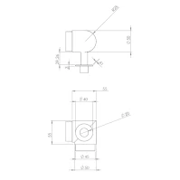 ELEGANT/SUR Round, Support coude 90° de Main-courante Ø50 mm