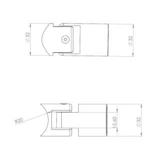 ELEGANT Round Plus, Connecteur tube Ø26 mm orientable sur poteau