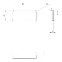 ECO/ELEGANT Square, Embout de finition de main-courante 25x60mm