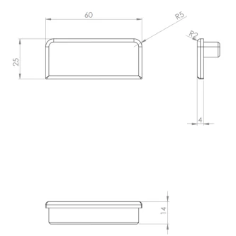 ECO/ELEGANT Square, Embout de finition de main-courante 25x60mm
