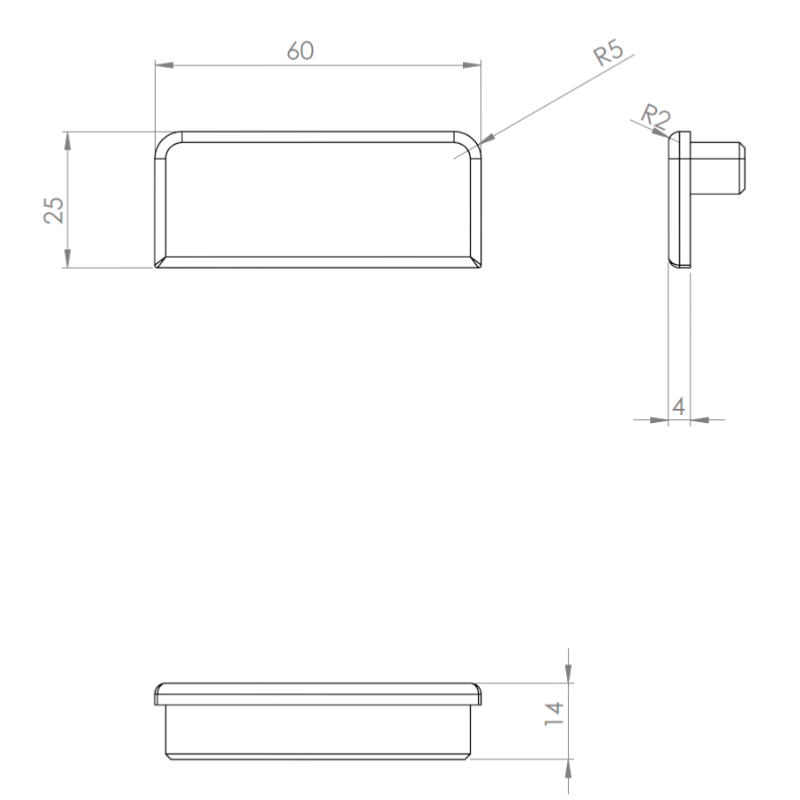 ECO/ELEGANT Square, Embout de finition de main-courante 25x60mm