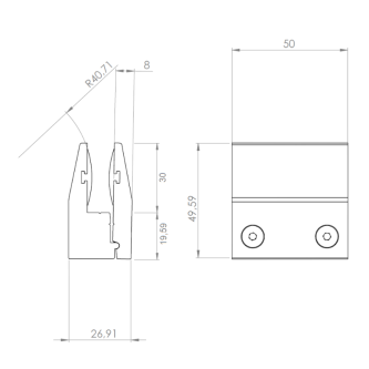 ELEGANT Square, Pince à verre pour poteau 40x40 mm