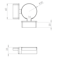 ECO/ELEGANT Square, Coude articulé pour main-courante 25x60 mm