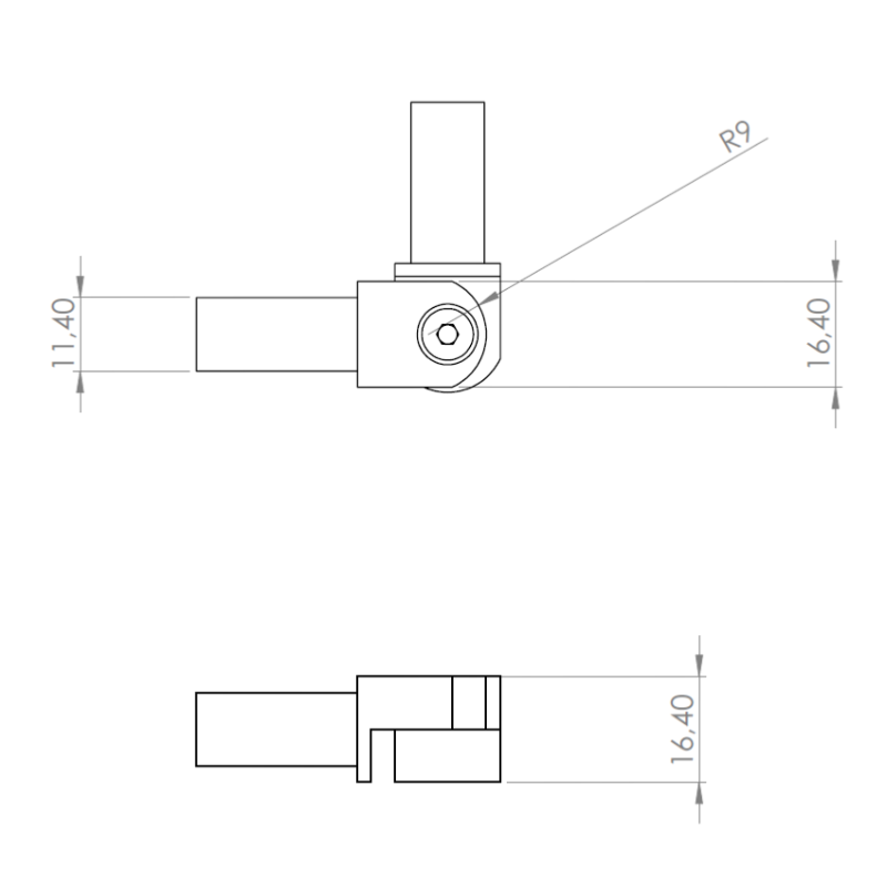 ECO Square, Coude articulé pour tube 17x17 mm