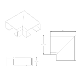 ELEGANT/ECO Square, Coude 90° pour main-courante 25x60 mm