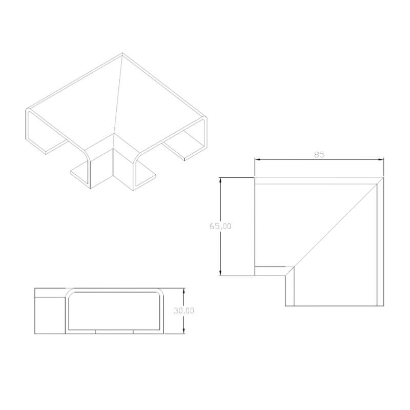 ELEGANT/ECO Square, Coude 90° pour main-courante 25x60 mm