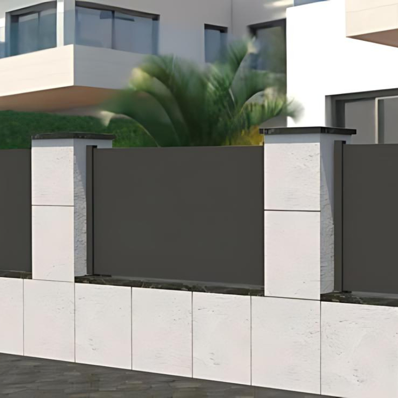 F60 Anthracite, Côture aluminium pleine [L 2.0 x H 1.5 m]