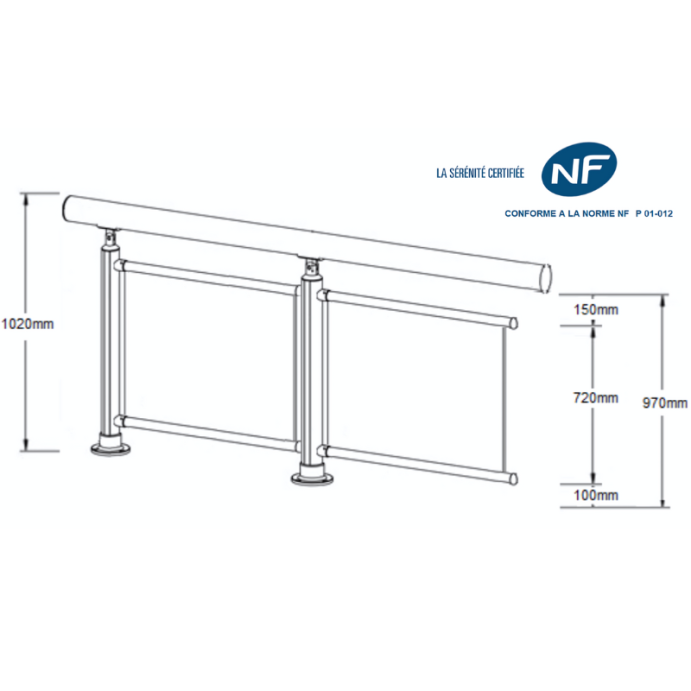 ELEGANT Round Plus, KIT garde-corps verre fixation à plat