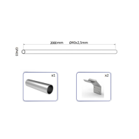 SECO Gris Inox, KIT rampe d'escalier (supports muraux inclus)