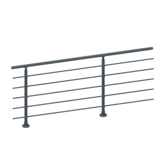 SECO Anthracite, KIT garde-corps Alu à 5 tubes fixation à plat