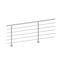 SECO Gris Inox, KIT garde-corps Alu à 5 tubes fixation à plat