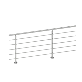 SECO Gris Inox, KIT garde-corps Alu à 5 tubes fixation à plat