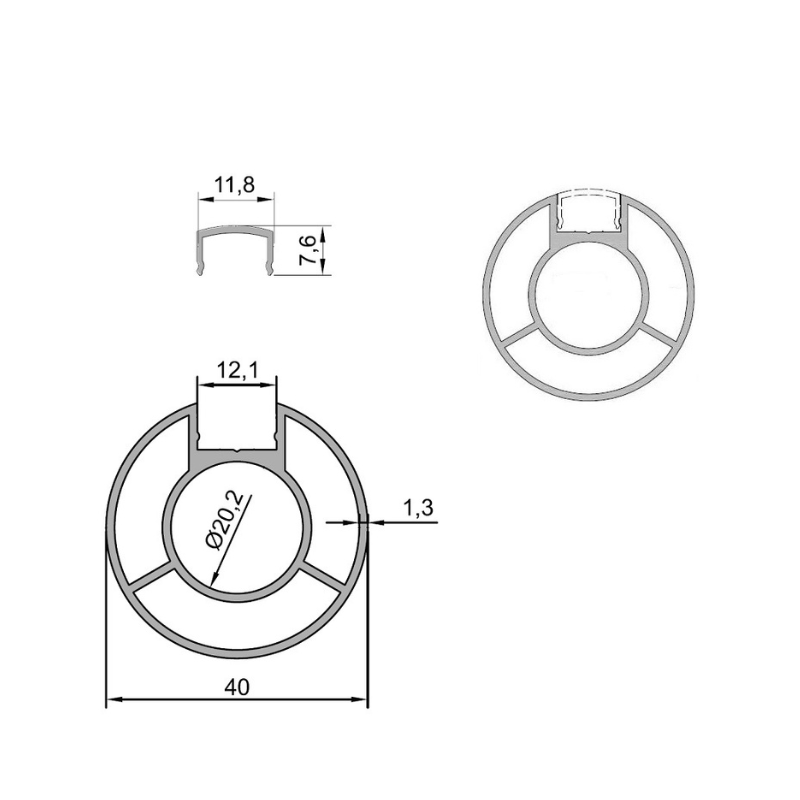 ECO/ELEGANT Round, Poteau garde-corps Alu fixation à plat