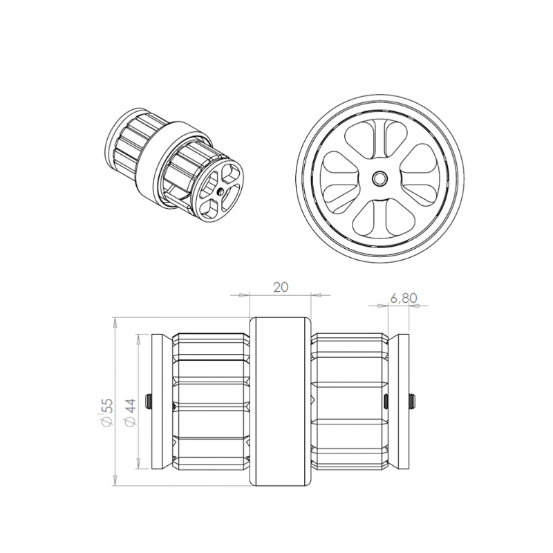 ECO/ELEGANT Round, Manchon de liaison pour main-courante Ø50 mm
