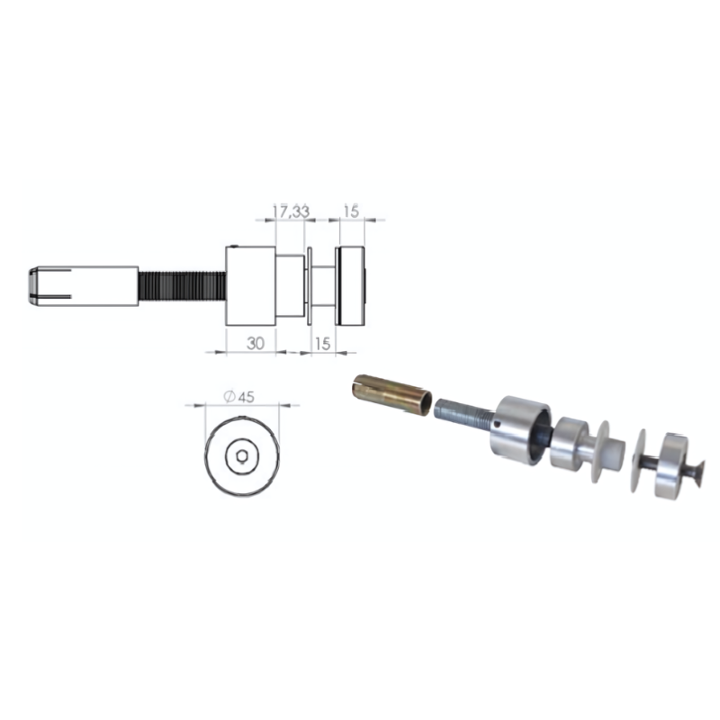 ELEGANT AL50, Point de fixation pour verre (Round)